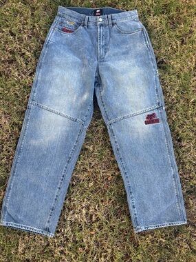 Supreme Light Blue Relaxed Carpenter Jeans with Red Embroidery SIZE 30